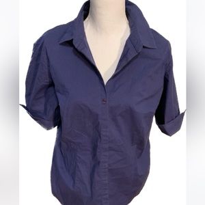 Venezia Plus v-neck blue retro stretch short-sleeve top